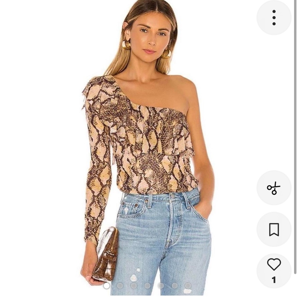 House of Harlow x Revolve One Shoulder Flora Top | Python Pattern